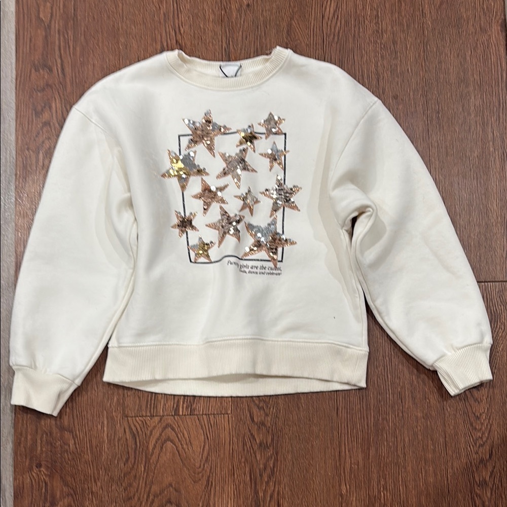 Zara Kids Cream Star-Patterned Sweatshirt